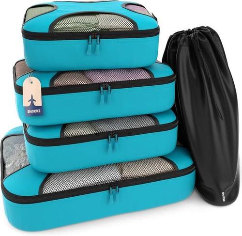 Shacke 5 Set Packing Cubes for Travel with Laundry Bag (Aqua Teal)