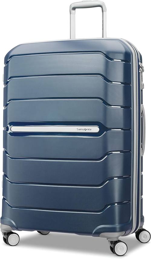 Samsonite Freeform 28-Inch Large Luggage with Dual 360 Spinner Wheels, Checked Suitcase, TSA Lock, Airline-Approved, Lightweight Durable Polypropylene Expandable Hardshell, Navy
