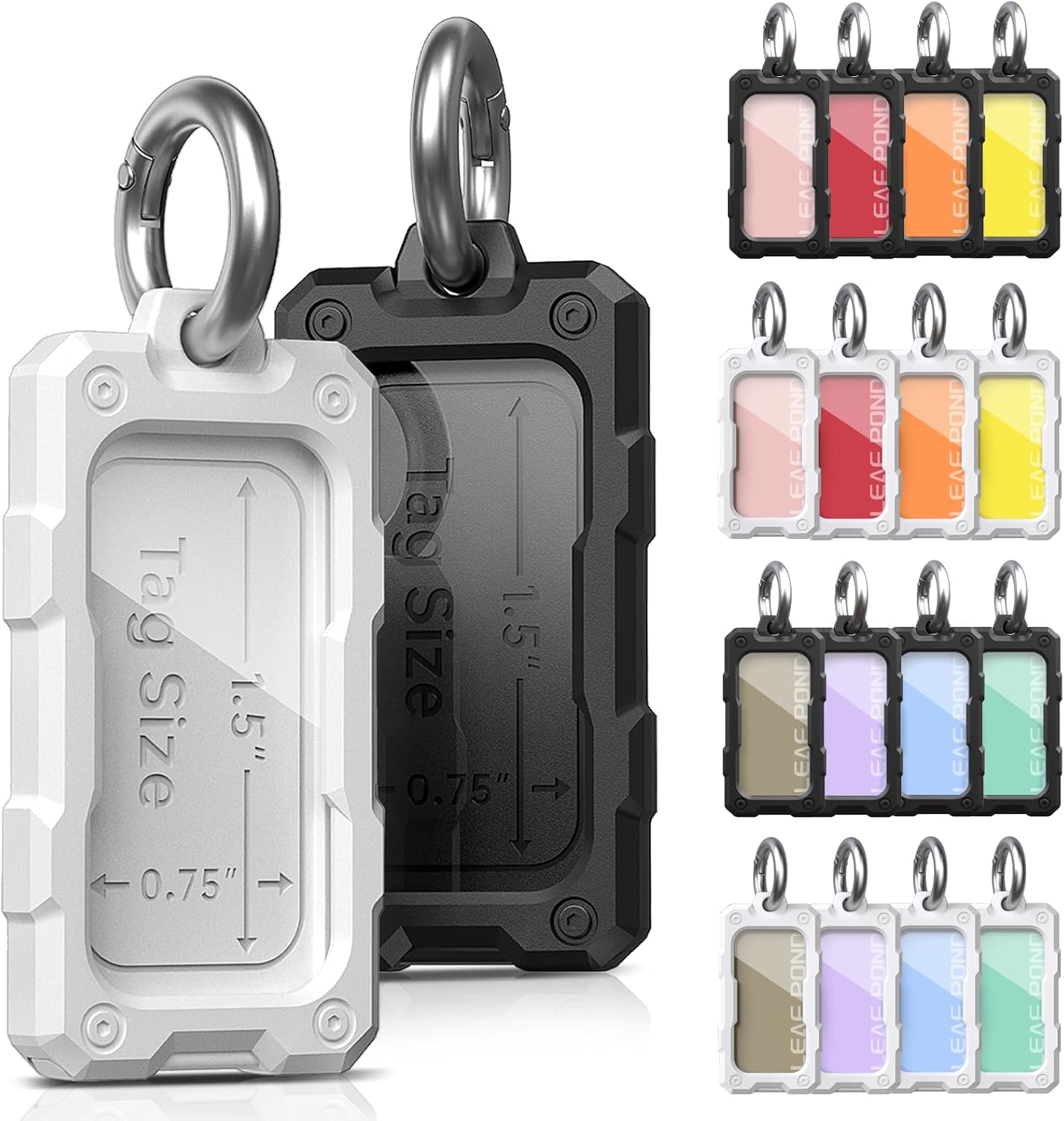Leaf Pond 16 Pcs Solid Plastic Key Tags with O Rings, Custom ID Name Label | Bulk Keychain Blank Identifier in Acrylic Cover. Small Cruise Luggage Marker. Gym Bag Accessories. Birthday Party Favor Gift