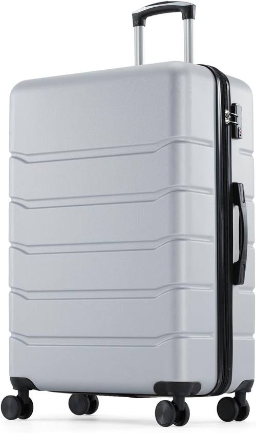 OLIXIS 20 Inch Carry-On Luggage, Hardside Suitcase with Spinner Wheels, Lightweight ABS Hard Shell Travel Luggage, TSA Approved Lock, Expandable Small Suitcase for Business & Travel–Light Grey